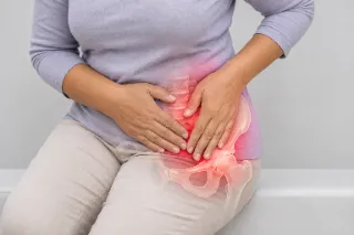Woman Suffering From Pelvic Trauma And Hip Pain - Orthopedic Concept