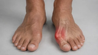 Bunion Pain and Foot Deformity Illustration with Skeletal Overlay