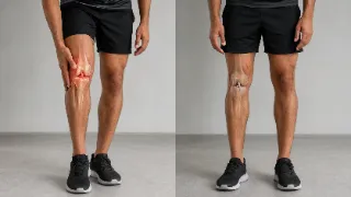 Anterior Cruciate Ligament Injury and ACL Reconstruction Results Comparison - Stock Photo