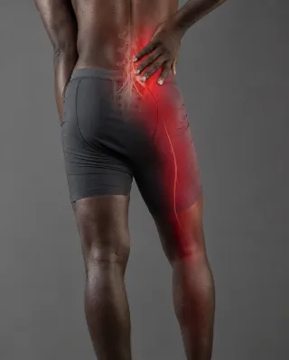 Male Patient Experiencing Severe Sciatica Nerve Pain and Lower Back Strain