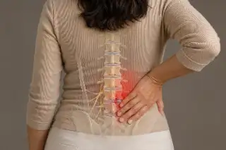 Woman Experiencing Lower Back Pain with Herniated Disc Illustration
