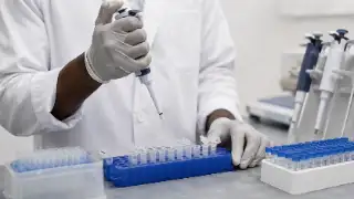 Laboratory Technician Using Micropipette for Scientific Sample Analysis Workflow
