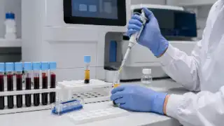Medical Laboratory Technician Performing Blood Clotting Test in Lab